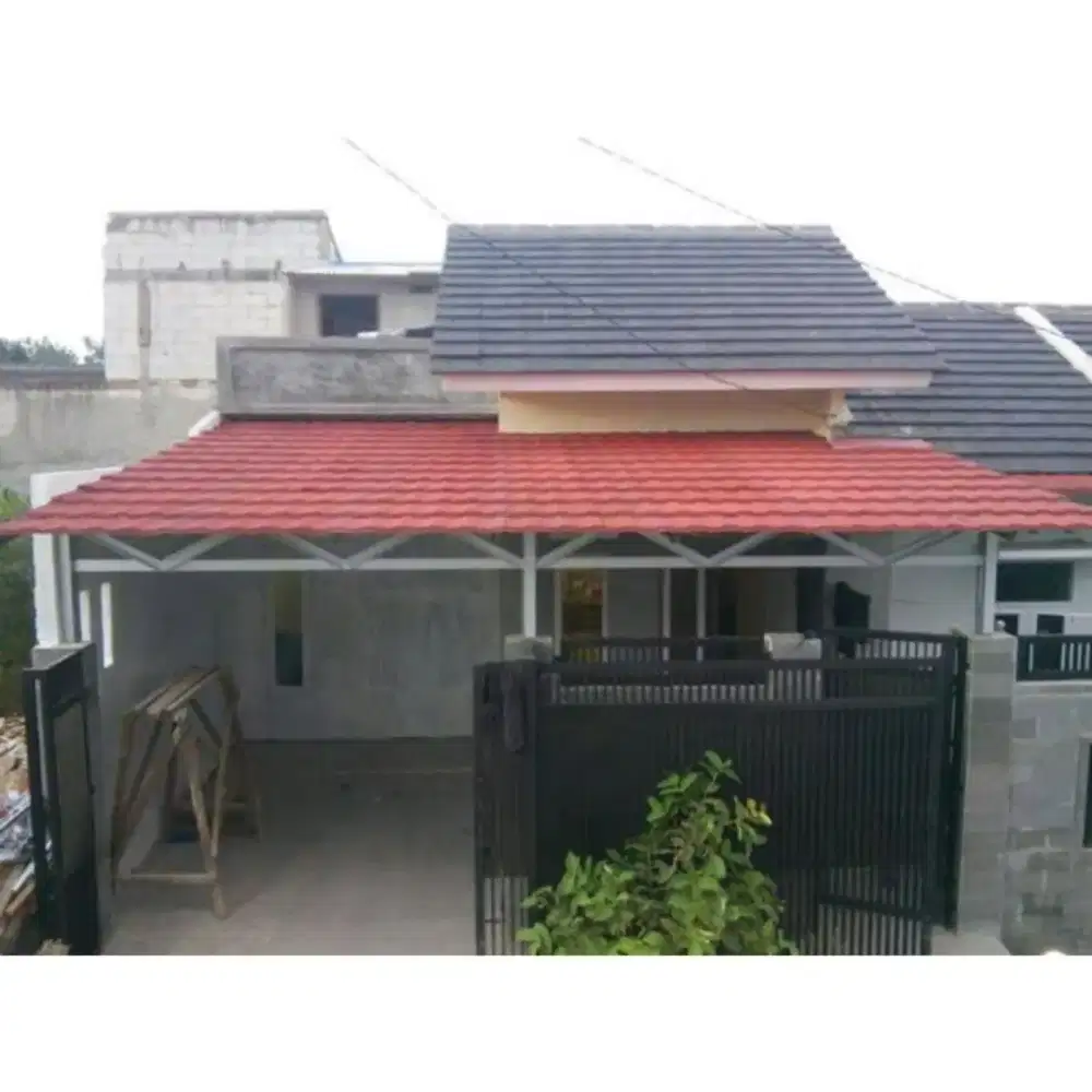 kanopi spandek pasir dengan rangka besi hollo galvanis,  free survei