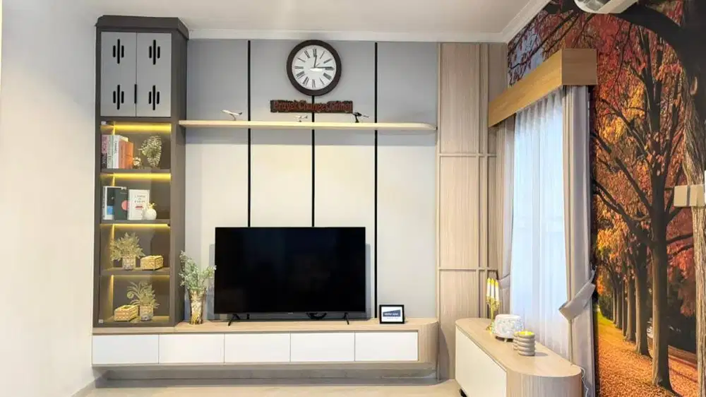 Backsrop Tv custom empat kaki interior free survey