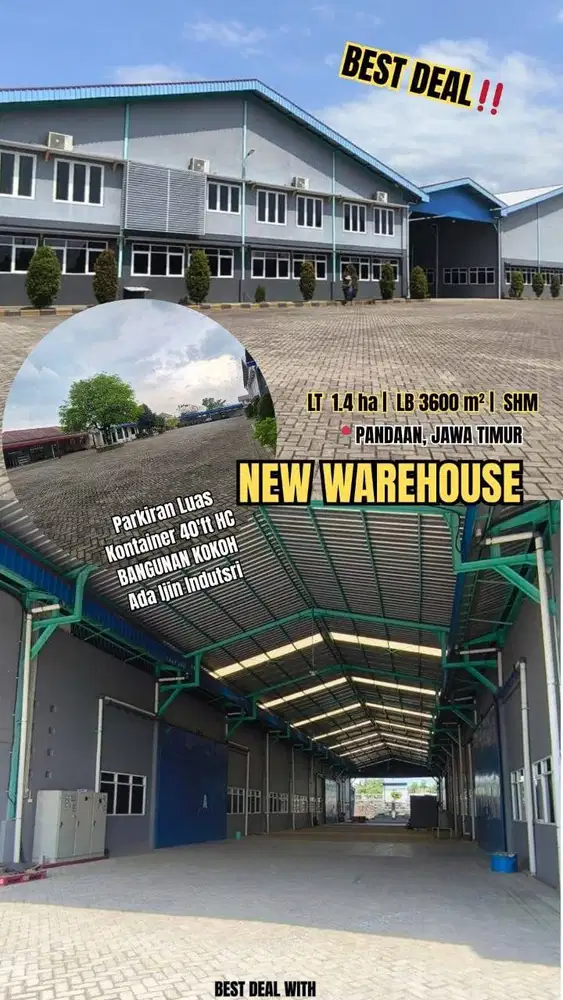 Dijual Bangunan Komersial Cocok Untuk Pabrik Gudang di Pandaan