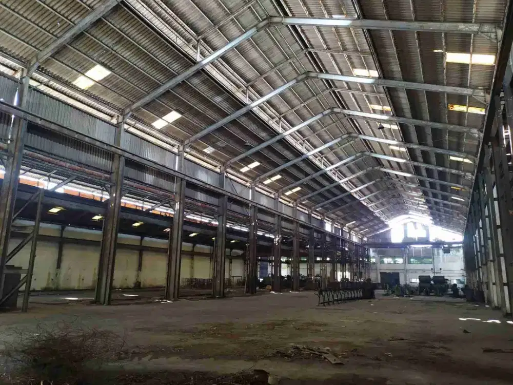 JUAL EX PABRIK GUDANG RAYA KLETEK LUAS 4.5HA LEBAR 150 AKSES CONTAINER MURAH HITUNG TANAH