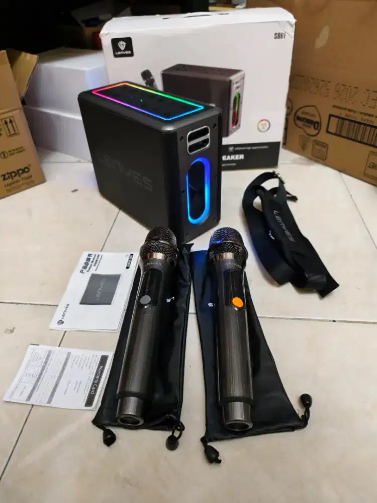 Lenyes S861 150w KTV RGB LED speaker karaoke include mic 2