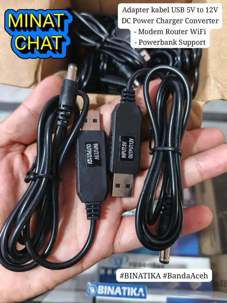 Kabel Powerbank ke Modem WiFi Adapter USB 5V to 12V DC Power Converter