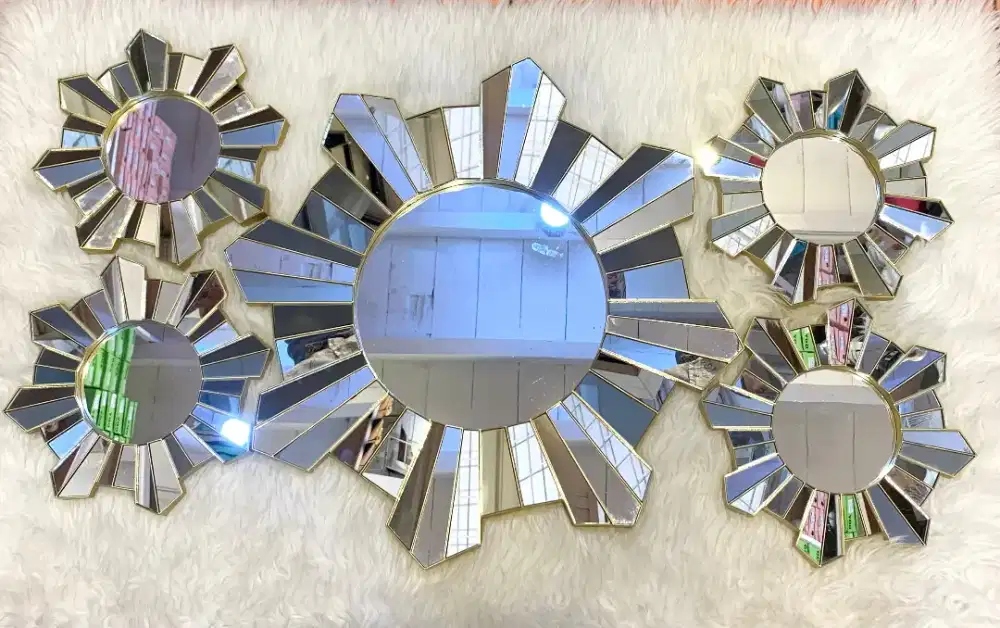 Hiasan dindin cermin kaca plastik modren mewah