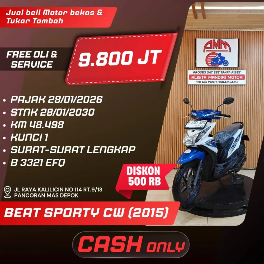BEAT SPORTY CW 2015 PAJAK HIDUP  CC 0% KREDIVO TOKPED SPAYLATER GOPAY