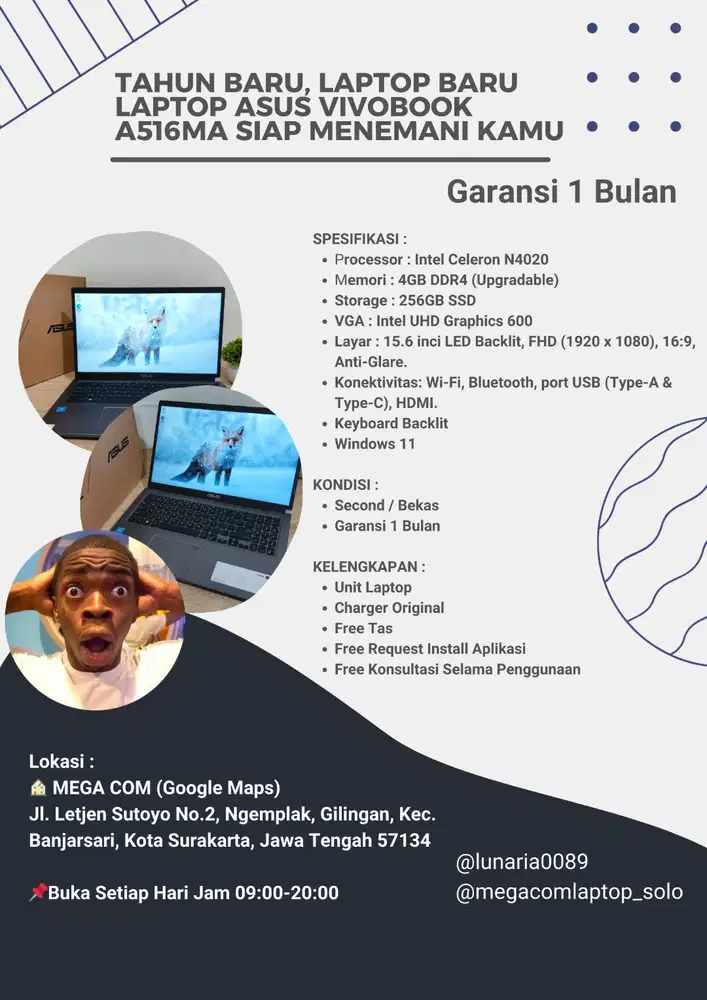 TAHUN BARU, LAPTOP BARU LAPTOP ASUS VIVOBOOK A516MA SIAP MENEMANI KAMU