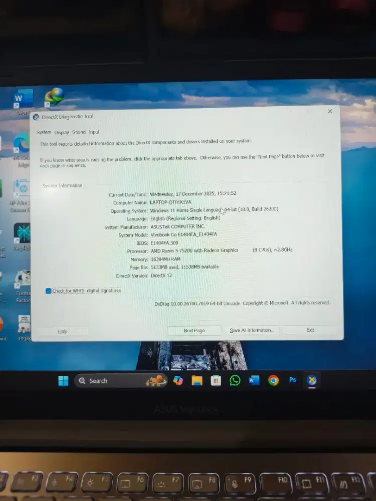 Asus Vivobook Go 14 AMD RYZEN 5 7520U