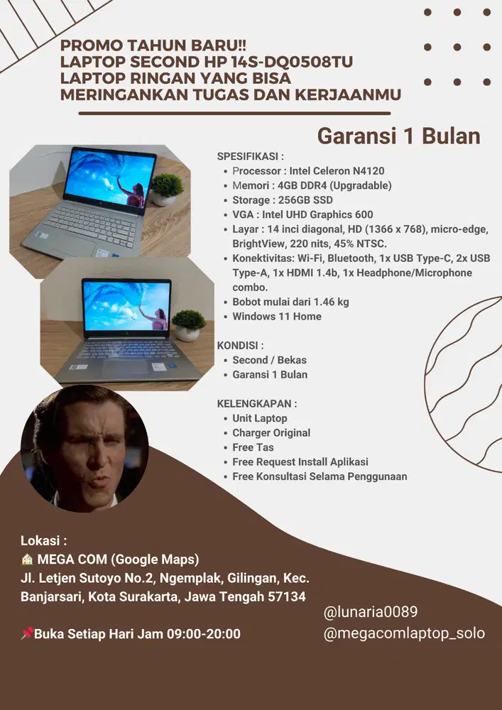 LAPTOP SECOND HP 14S-DQ0508TU LAPTOP RINGAN YANG MERINGANKAN TUGASMU