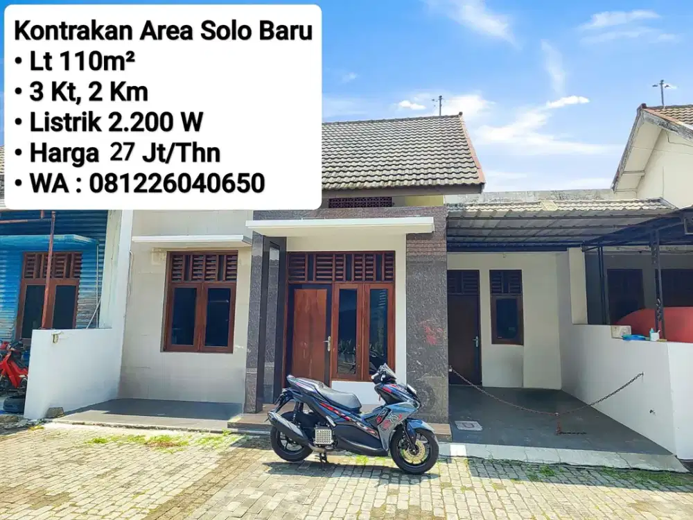 Sewa Rumah Area Solo Baru, Siap Pakai Habis Renov
