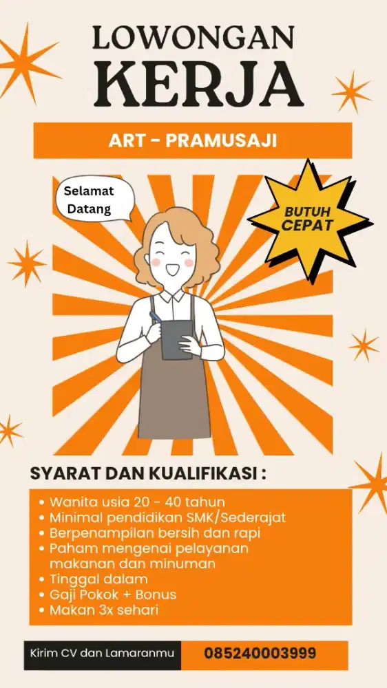 Dibutuhkan Cepat Asisten Rumah Tangga