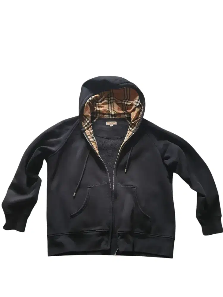 Burberry Jacket - Letter Graphic Cotton Blend Zip Hoodie (Black)