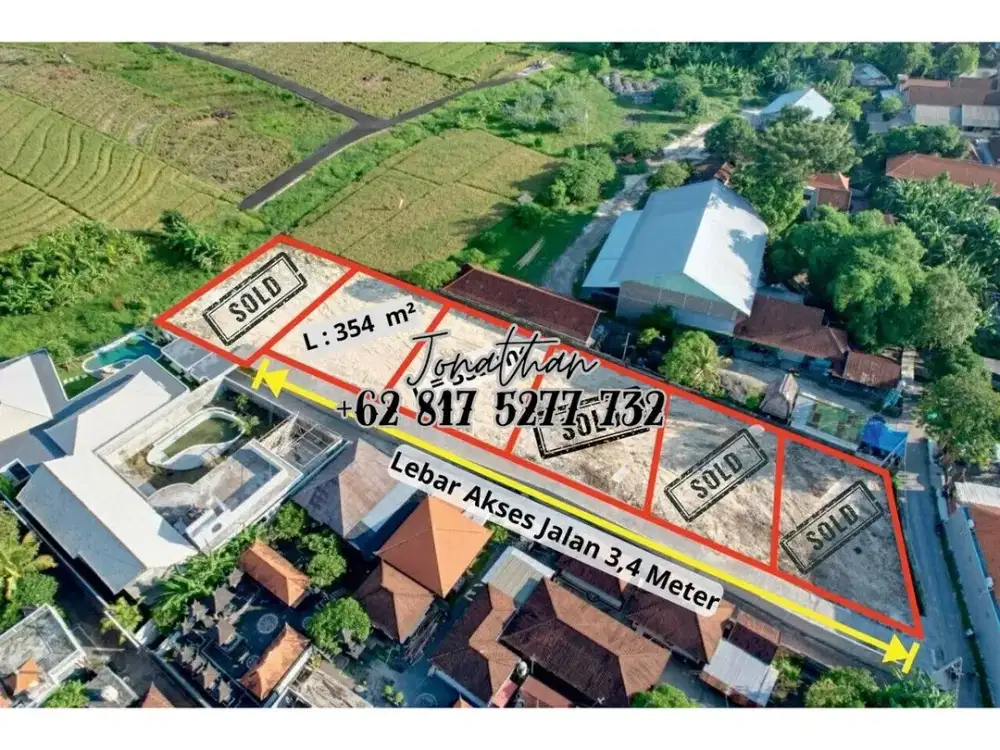 Dijual 2 Kavling Terakhir di Padonan Canggu Dekat Pantai SHM Freehold