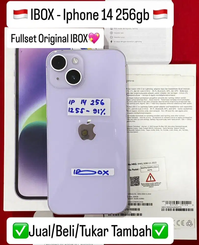 Iphone 14 256gb ex ibox bisa di cicil 0%
