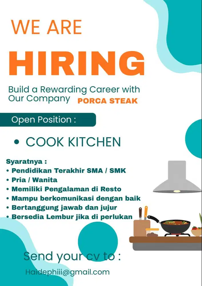 DIBUTUHKAN SEGERA COOK KITCHEN