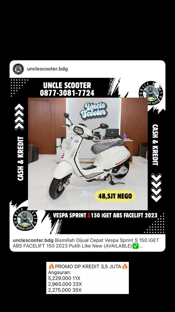 Vespa sprint s 150 iGet Abs Facelift Tahun 2023 Mulus Like New