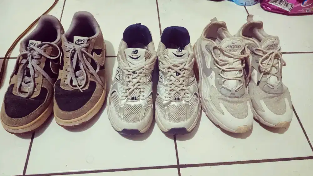 3 pasang spatu premium SIZE 41, NB 530, NIKE AIR FORCE, NIKE AIR REACT