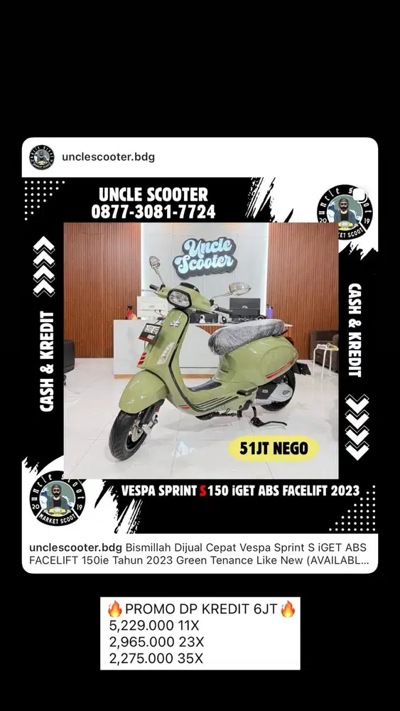Vespa Sprint S iGET ABS FACELIFT 150ie Tahun 2023 Green Tenance