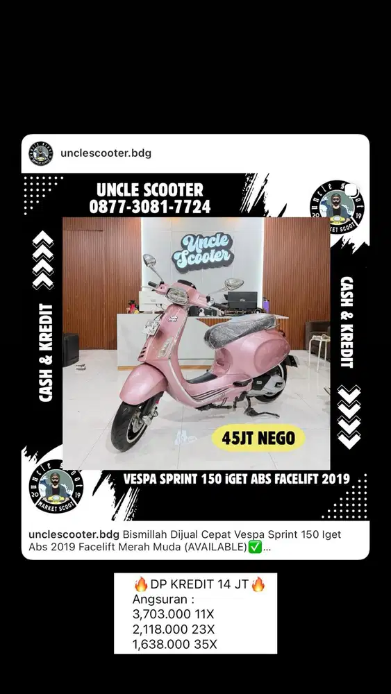 Vespa Sprint 150 Iget Abs 2019 Facelift Merah