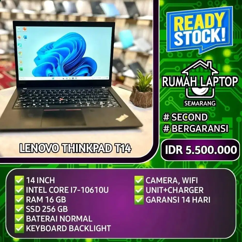 Lenovo Thinkpad T14 (second) Core i7-10610U. RAM 16 GB. SSD 256 GB. BL