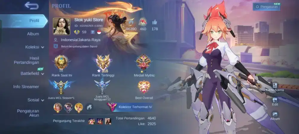 Jual akun ML login Monton spek begini