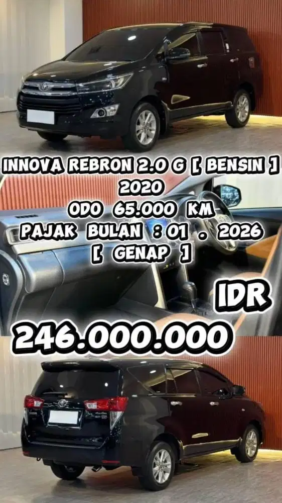 [ GARANSI 3 TAHUN ] TOYOTA INNOVA G 2.0 [ BENSIN ] AT 2020 SIAP PAKAI