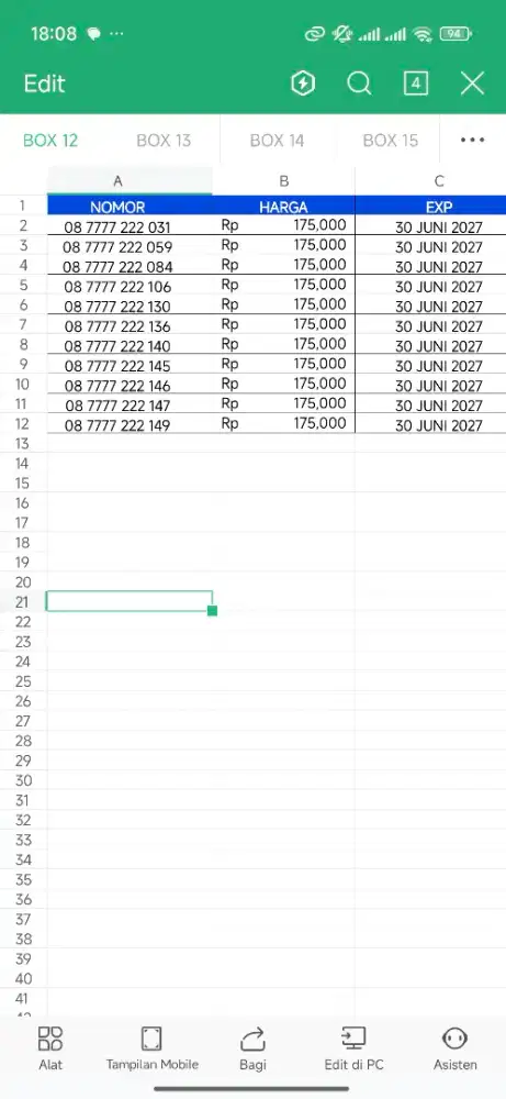 Nomor cantik XL quarter triple