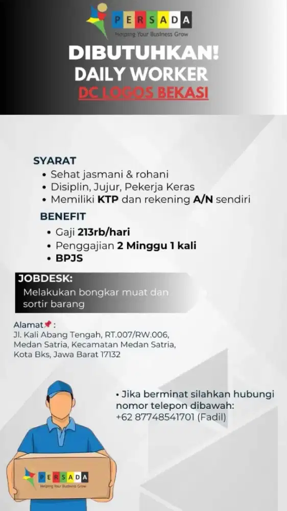 LOWONGAN GUDANG SPX (GRATIS) KHUSUS PRIA