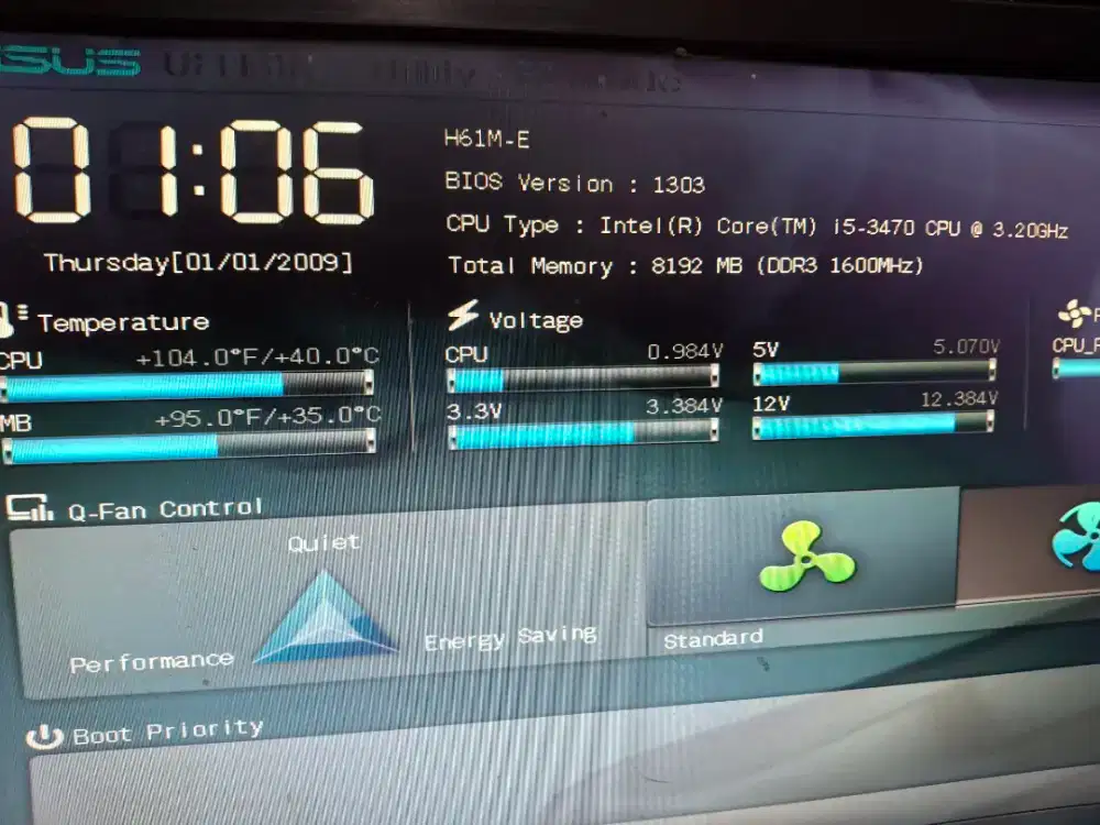 Mainboard Asus h61 me prosesor 15 3470 ram 8gb fan