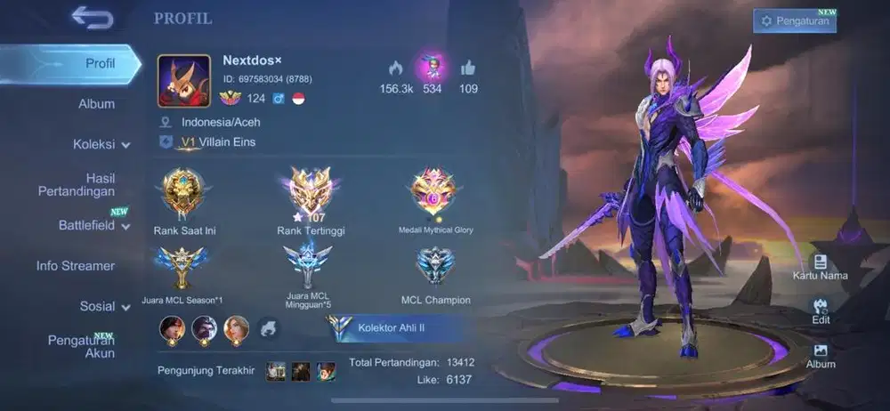 Di jual akun mobile lagend ex imo