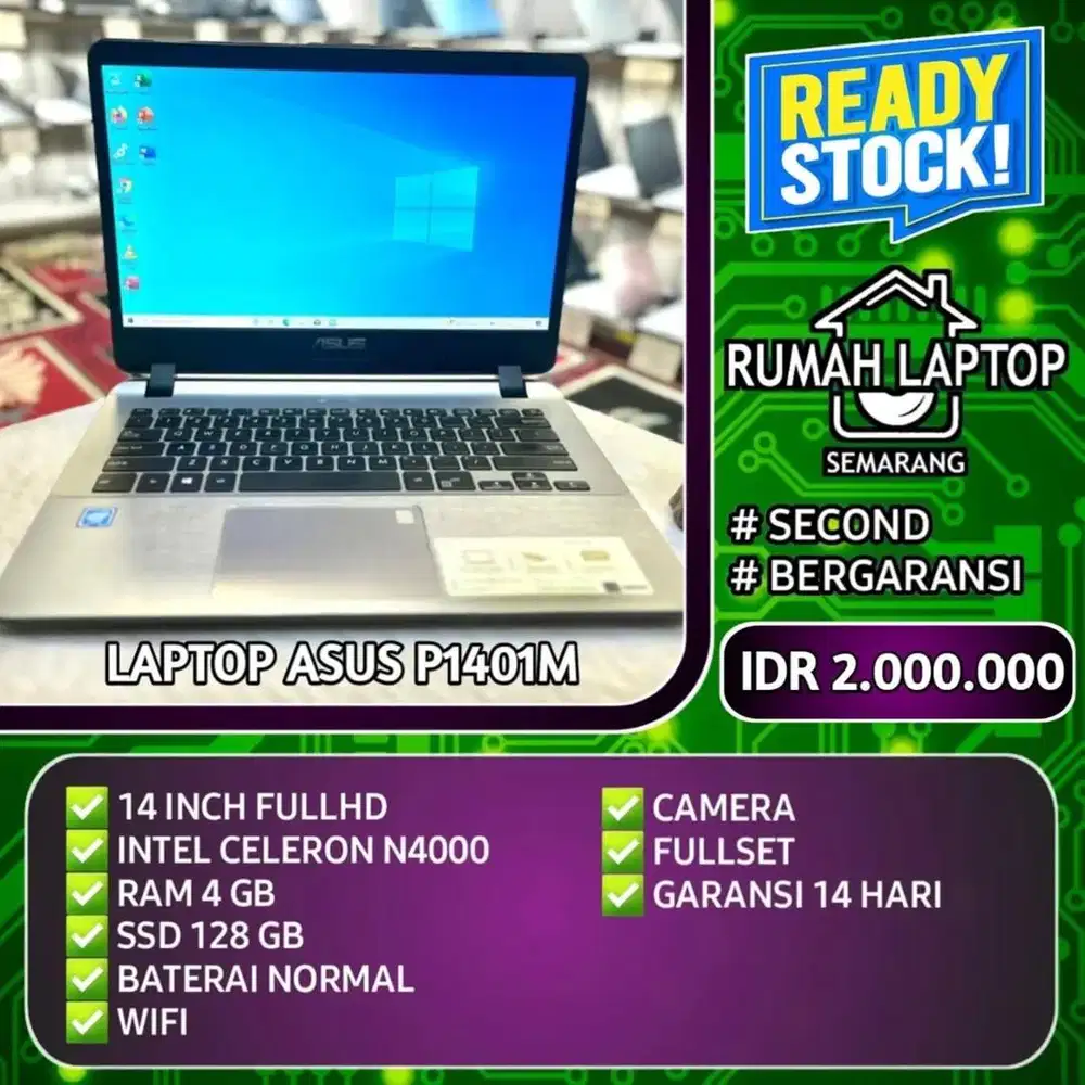 Laptop Asus P1401M (second). Intel Celeron N4000. RAM 4 GB. SSD 128 GB