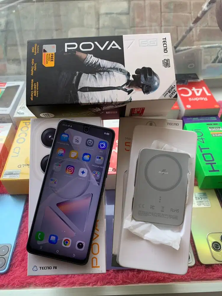Tecno Pova 7 5g 8/256 kondisi mulus nominus fullshet semua