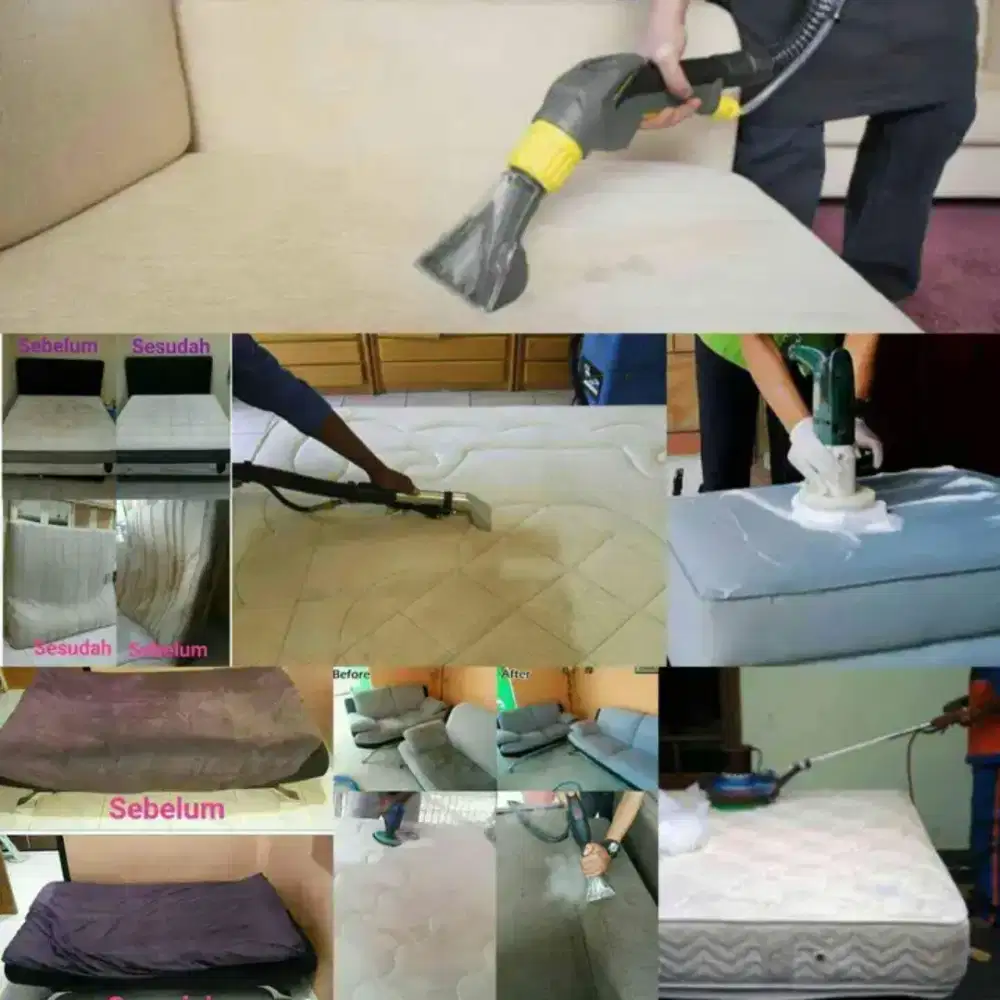 Cuci Sofa, Cuci Springbed/Kasur, Cuci Jok Mobil, Cuci Plafon Mobil.
