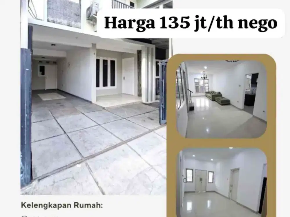 Di sewa rumah 2 lantai 5 kamar tidur parkir bisa 2 mobil sudah ada ac 6 unit semi furnish kitchen set dan sofa di Jalan ikan Rawamangun Jakarta Timur