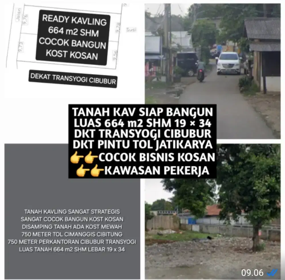 TANAH KAVLING DEKAT TOL CIMANGGIS TRANSYOGI CIBUBUR COCOK KOST KOSAN