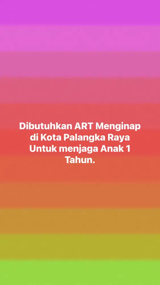 Dibutuhkan ART Jaga Anak 1 Tahun.