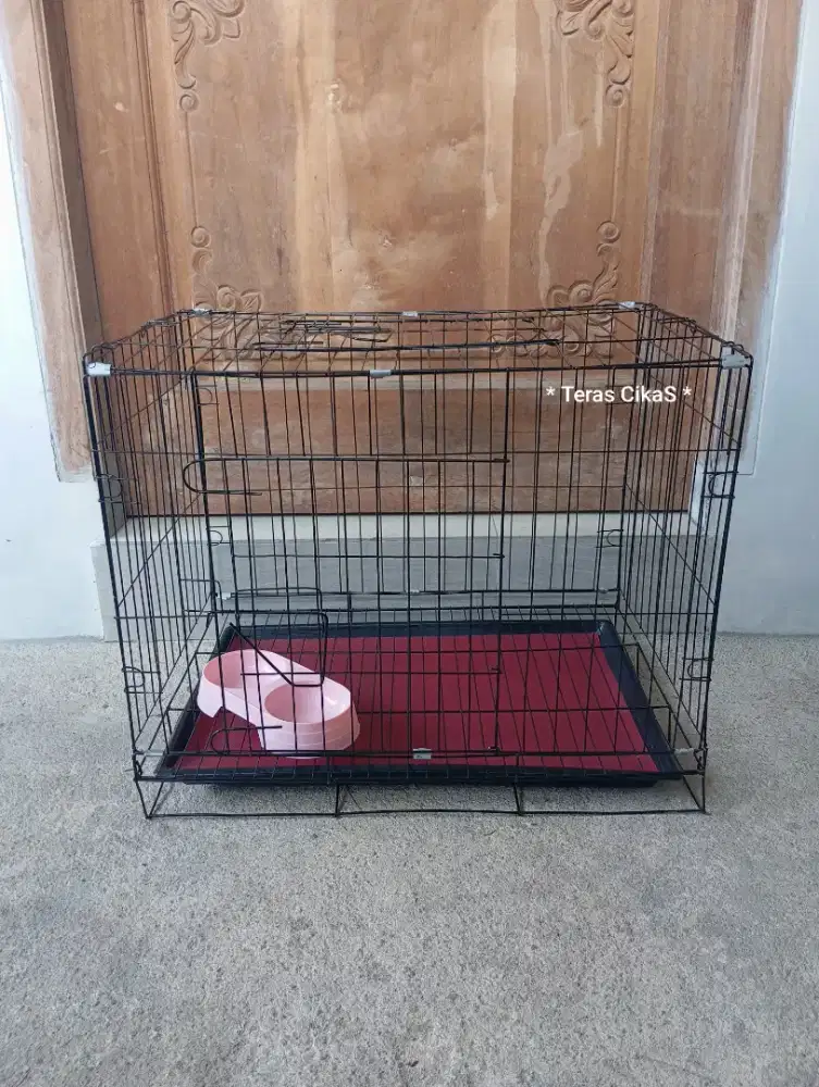 BARU Kandang Besi BESAR 60x40x50, isi Tempat Makan, Tatakan & Karpet