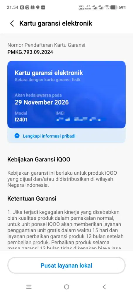 vivo iQOO 13 (16/512) Legend garansi masih panjang