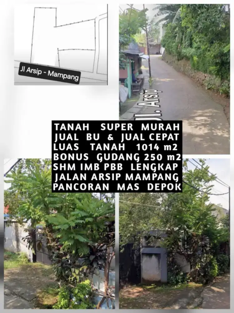 JUAL TANAH SUPER MURAH JALAN ARSIP MAMPANG PANCORAN MAS DEPOK