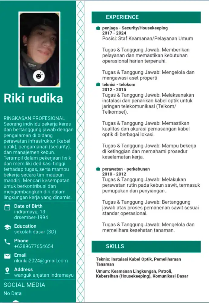 Cari krjaan yang langsung kerja dan ada mesh nya sya hanya lulusan SD