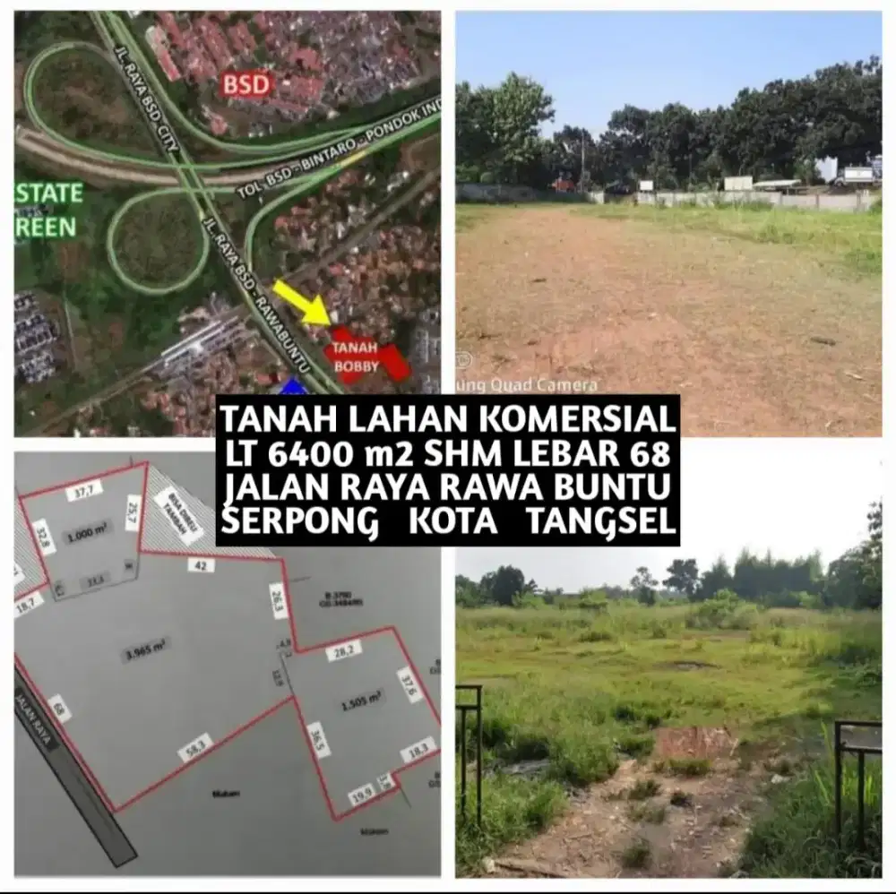 TANAH LAHAN KOMERSIAL JALAN RAYA RAWA BUNTU SERPONG TANGERANG SELATAN