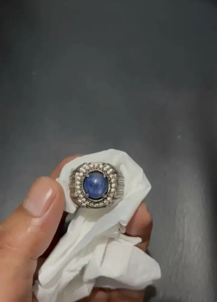Blue safir ring perak