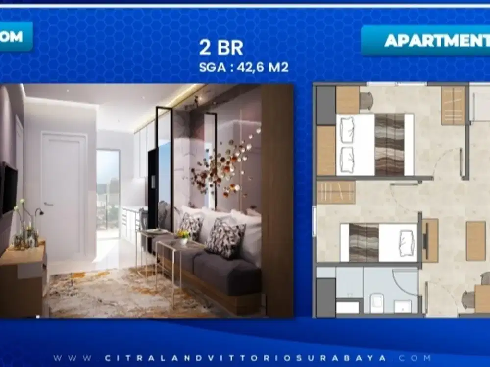 Apartemen Baru Vittorio Citraland Sby 2 Kamar Tidur