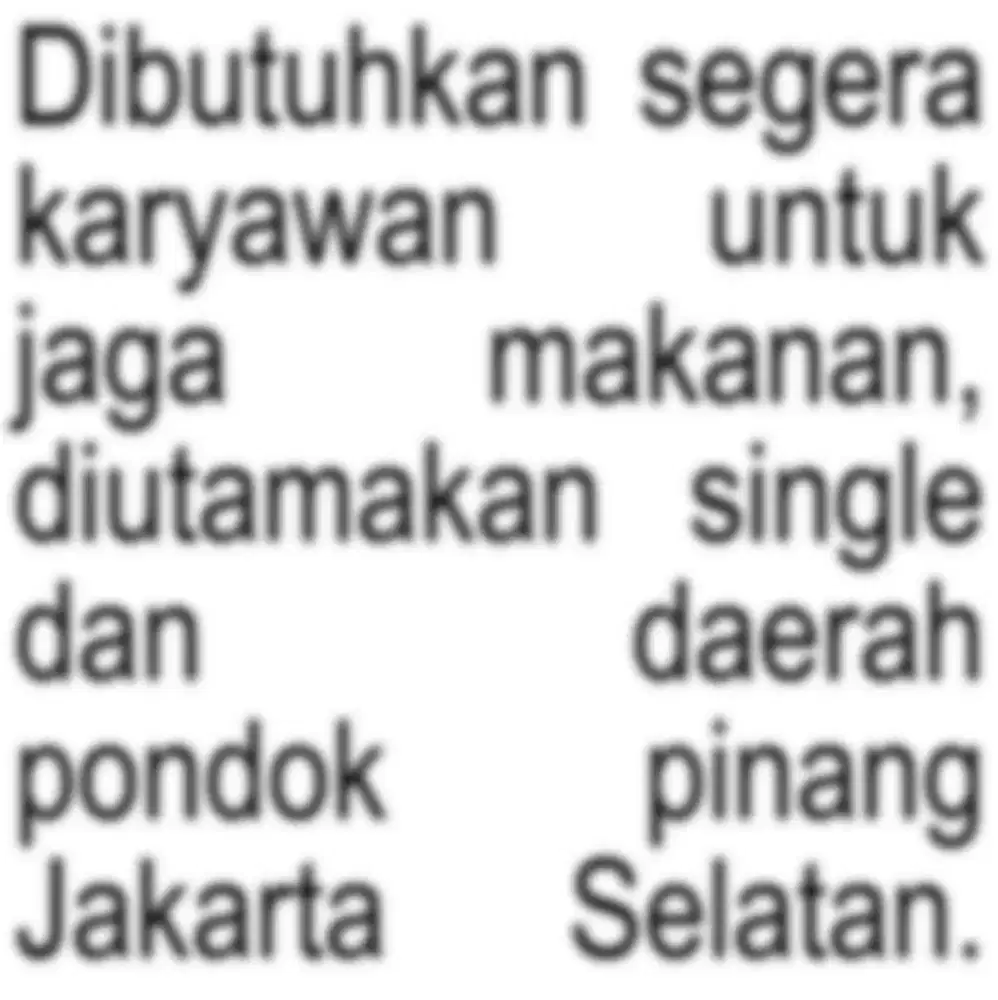 Dibutuhkan segera karyawan untuk jaga makanan