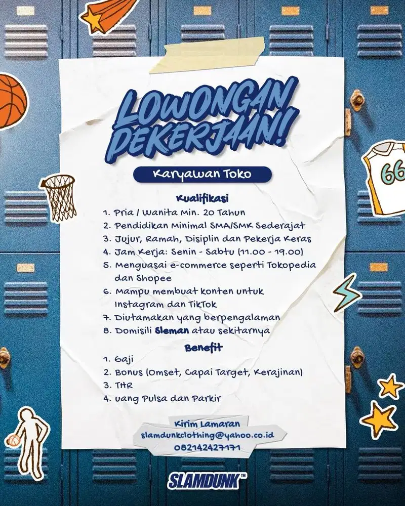 Lowongan Pekerjaan Toko Slamdunk