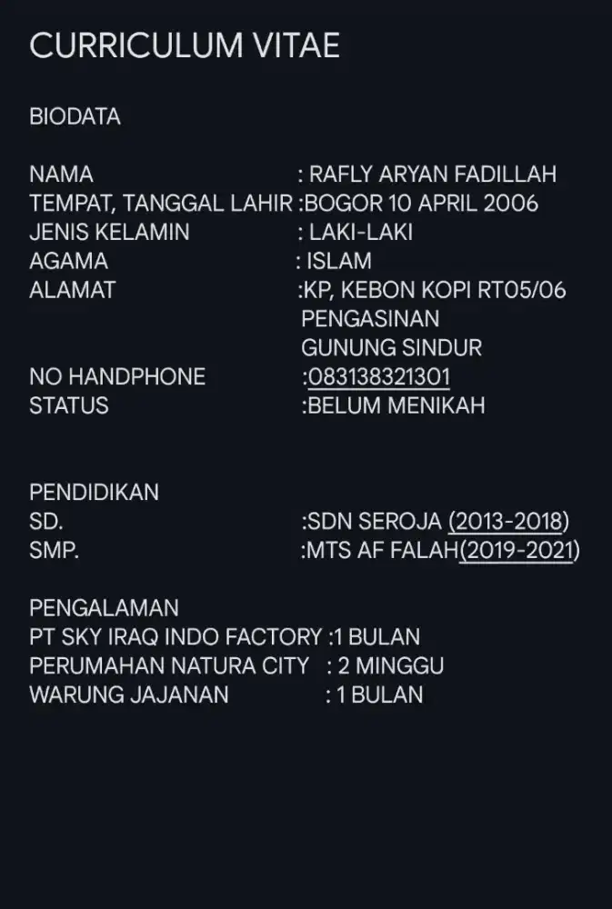 Info lowongan pekerjaan