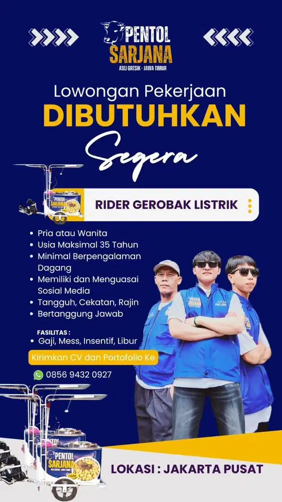 Rider gerobak listrik / jual pentol