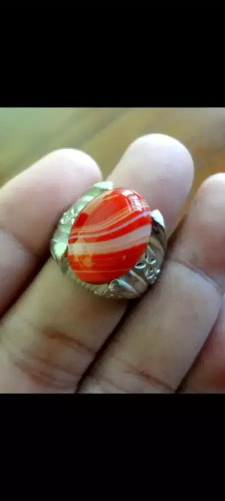 Batu Akik MERAH HATI BERURAT Alami