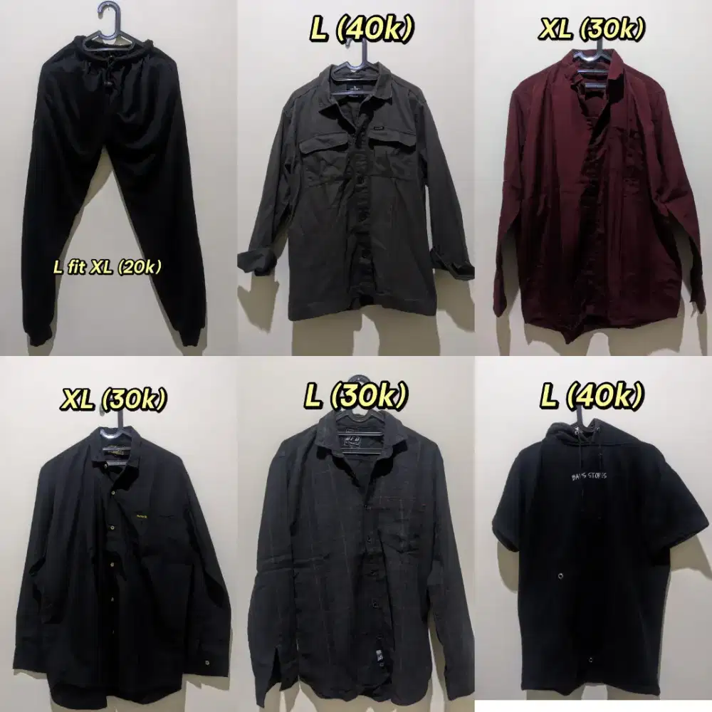 Kemeja lengan panjang, Hoodie lengan pendek & Celana