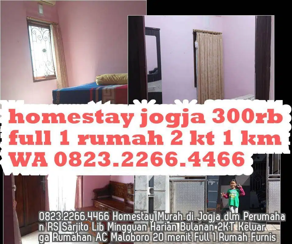 Penginapan Pakuwon Mall Yogya Rumahan AC 2KT U Harian Mingguan Bulanan