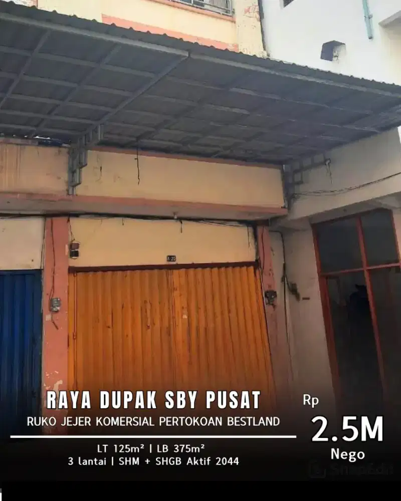 Dijual ruko jejer komersial pertokoan bestland raya dupak surabaya