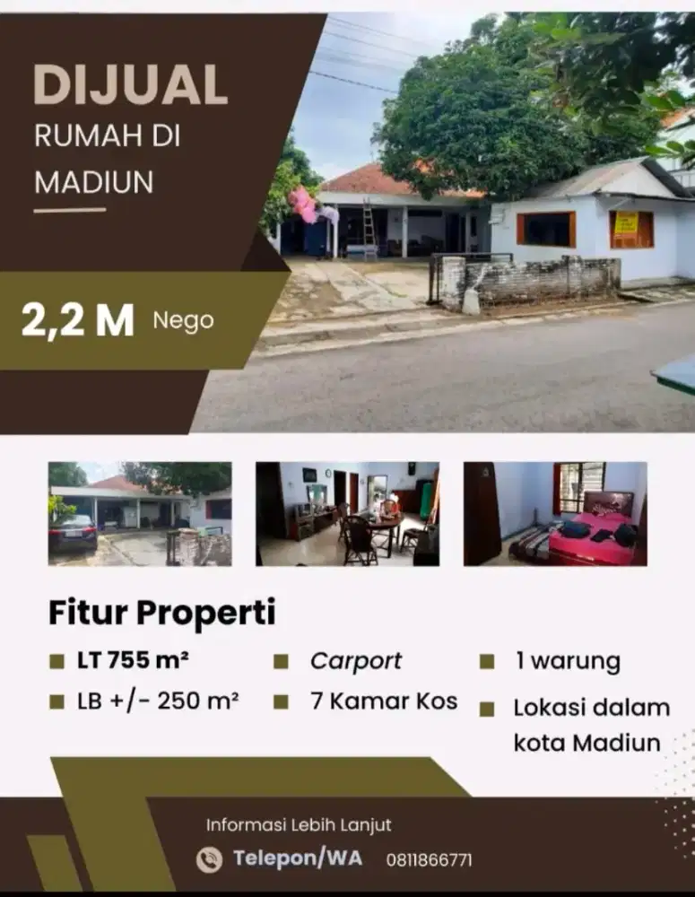 DIJUAL, RUMAH DALAM KOTA MADIUN